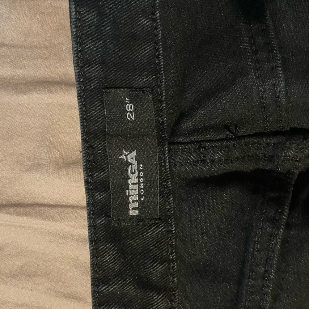 Minga London Black wide leg jeans with cyber sigilism graphic - Picture 7 of 8